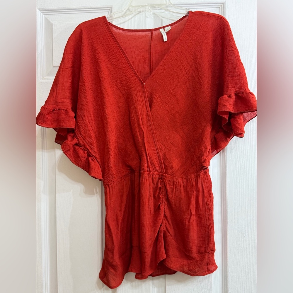 🥳4for $10 Rust Ruffle Sleeve Romper